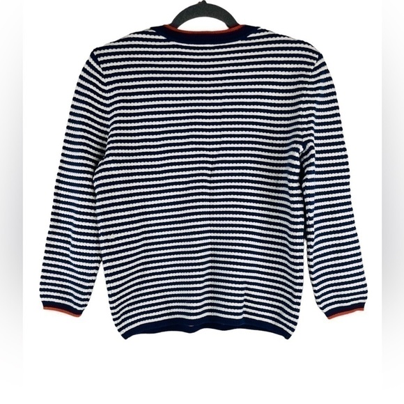 Jasper Conran Striped Cotton Sweater Blue and White Size 12 - Picture 2 of 6
